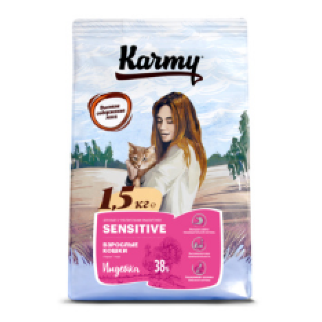 Сухой корм Karmy Sensitive с индейкой для взрослых кошек с чувствительным пищеварением
