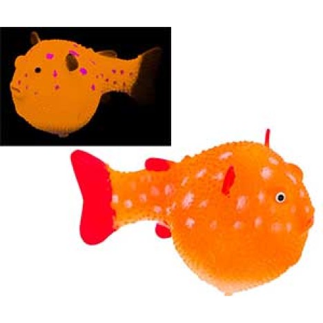 Декорация GLOXY Рыба шар на леске оранжевая флуоресцент. 8*5*5,5ММ GL-268360