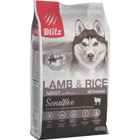 Сухой корм Blitz SENSITIVE Lamb & Rice Adult Dog All Breeds с ягненком и рисом для взрослых собак всех пород 