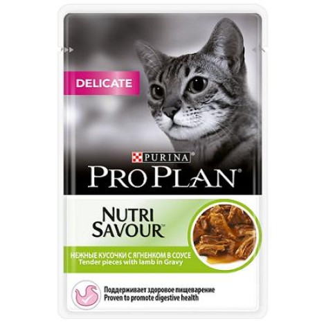 Влажный корм Pro Plan Nutri Savour Delicate для кошек ягненок в соусе, 85гр