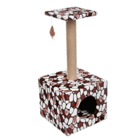 Когтеточка PerseiLine Столбик куб с площадкой и игрушкой, 35*30*85 см