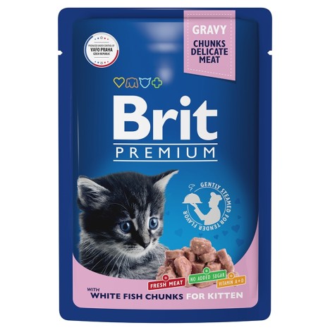 Влажный корм Brit Premium белая рыба в соусе для котят 85 г