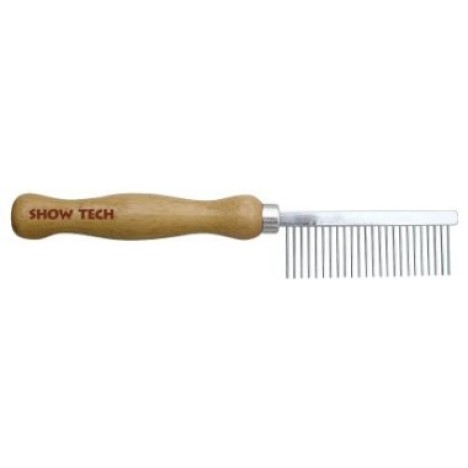Расческа SHOW TECH Wooden Comb для жесткой шерсти 18 см, с зубчиками 2,3 мм, частота 2 мм