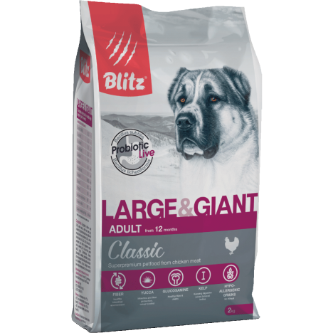Сухой корм Blitz CLASSIC Large & Giant Breeds Adult Dog с курицей для взрослых собак крупных и гигантских пород