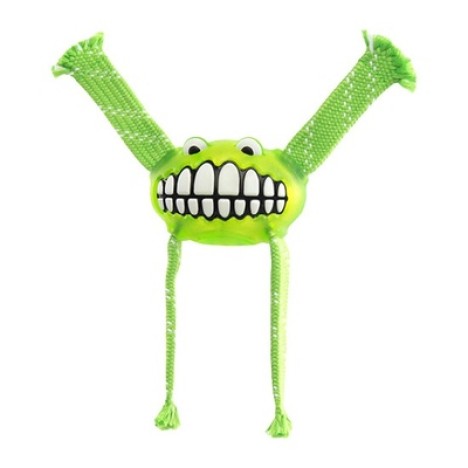 Игрушка Rogz Flossy Grinz Oralcare Toy с принтом зубы и пищалкой малая, лайм