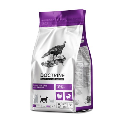Сухой корм DOCTRINE с индейкой и кроликом для кошек с чувствительным пищеварением
