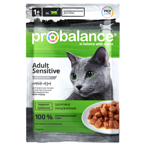 Влажный корм ProBalance Adult Sensitive для кошек с чувствительным пищеварением 85гр