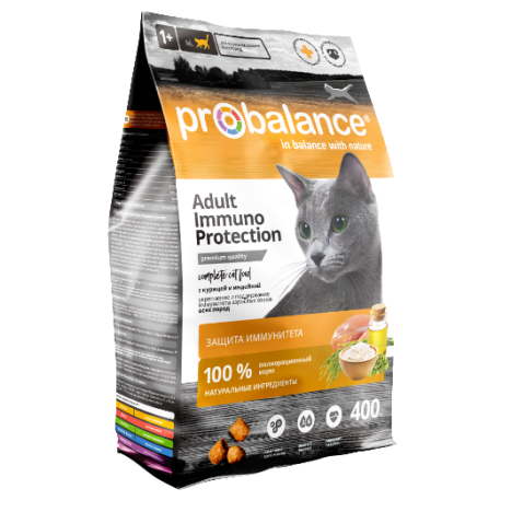 Сухой корм ProBalance Adult Immuno Protection с курицей и индейкой для взрослых кошек для укрепления и поддержания иммунитета