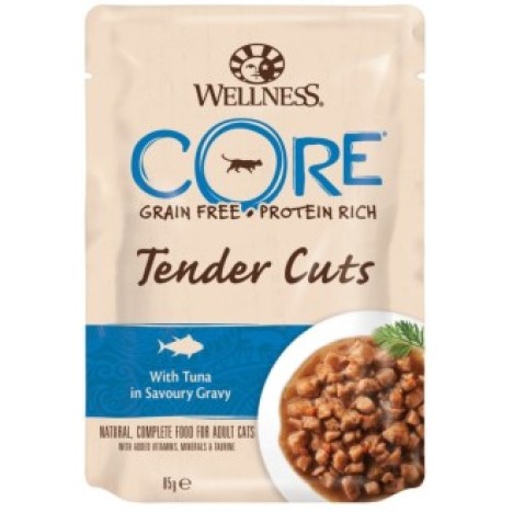 Влажный корм WELLNESS CORE TENDER CUTS тунец в виде нарезки в соусе для кошек 85гр
