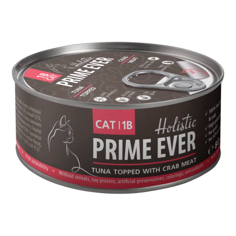 Консервы Prime Ever 1B Мясо тунца с крабом в желе для кошек 80г
