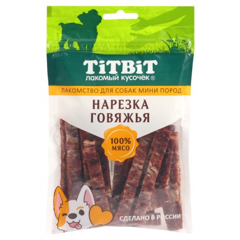 Лакомство TitBit Нарезка говяжья для собак мини пород 70 г