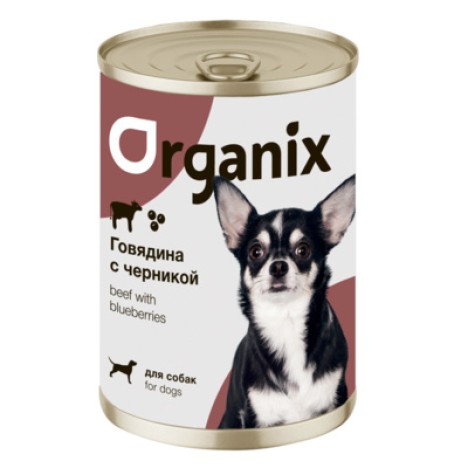 Консервы Organix Заливное из говядины с черникой для собак