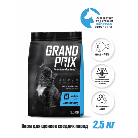 Сухой корм Grand Prix Junior Medium Breed с курицей для щенков собак средних пород 2.5кг