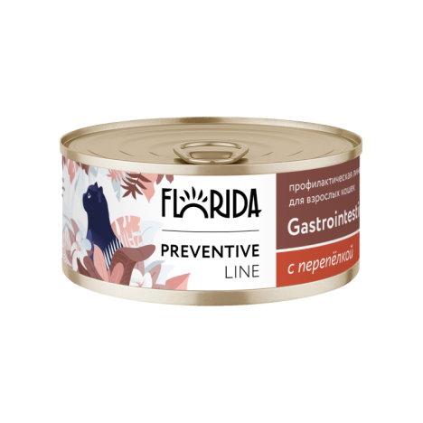 Консервы FLORIDA Gastrointestinal «Поддержание здоровья пищеварения» с перепёлкой для кошек 