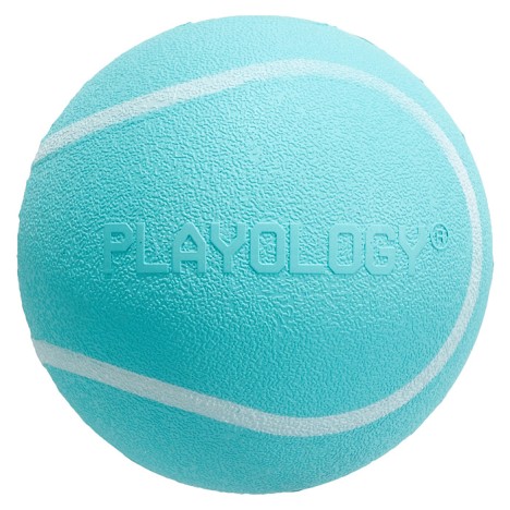 Игрушка Playology SQUEAKY CHEW BALL хрустящий жевательный мяч с пищалкой и с ароматом арахиса, голубой
