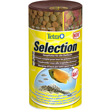  Корм Tetra Selection для всех видов рыб "4 вида" хлопья/чипсы/гранулы 