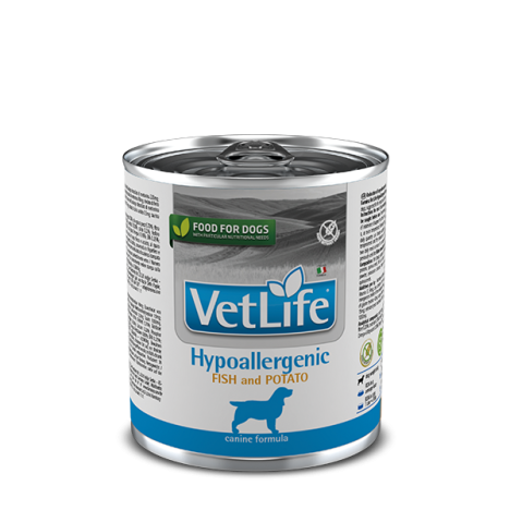 Консервы Farmina Vet Life Dog Hypoallergenic Fish and Potato с рыбой и картофелем для собак при пищевой аллергии 300г
