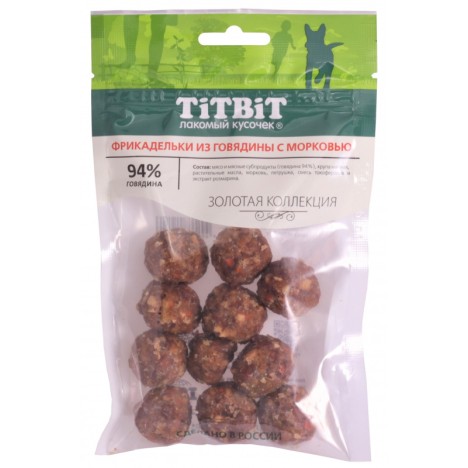 Лакомство TitBit "Золотая Коллекция" Фрикадельки из говядины с морковью для собак 70г