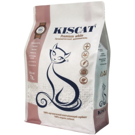 Полигелевый наполнитель KISCAT Premium White Classic для кошек 