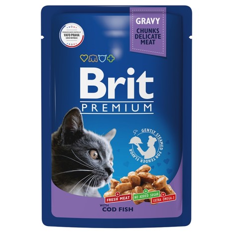 Влажный корм Brit Premium треска в соусе для кошек 85 г