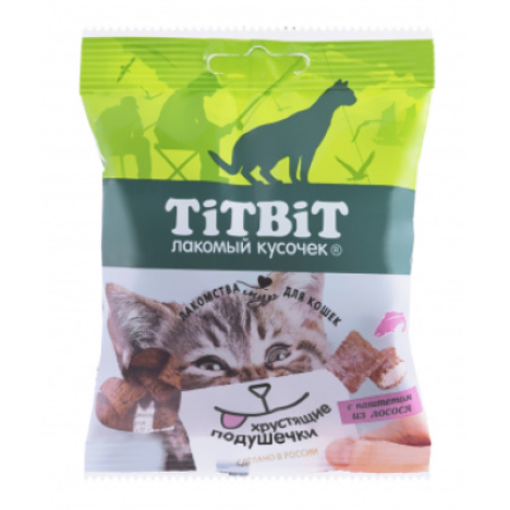 Лакомство TitBit Хрустящие подушечки с паштетом из лосося для кошек 30 г