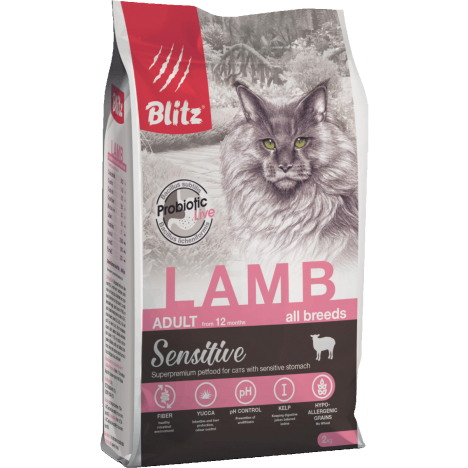 Сухой корм Blitz SENSITIVE Lamb Adult All Breeds с ягненком для взрослых кошек всех пород