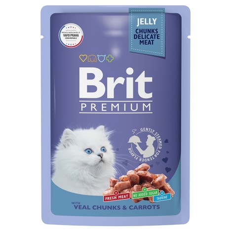 Влажный корм Brit Premium телятина и морковь в желе для котят 85 г