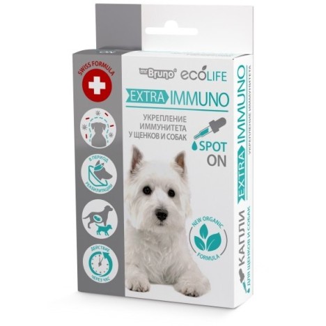 Капли Mr. Bruno Ecolife Extra-Immuno для укрепления иммунитета щенков и собак 