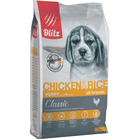 Сухой корм Blitz CLASSIC Chicken & Rice Puppy All Breeds с курицей и рисом для щенков всех пород