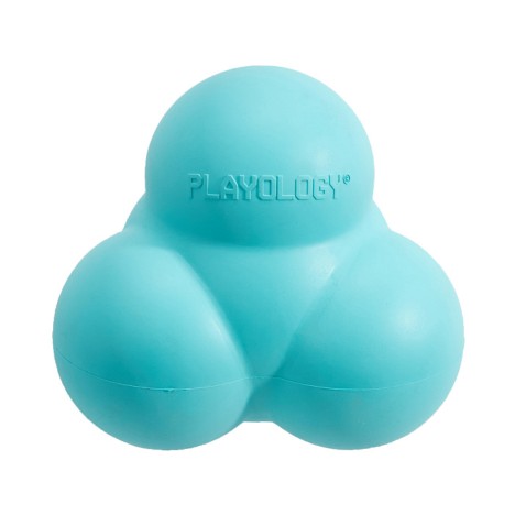Игрушка Playology SQUEAKY BOUNCE BALL хрустящий жевательный тройной мяч с пищалкой и с ароматом арахиса, голубой