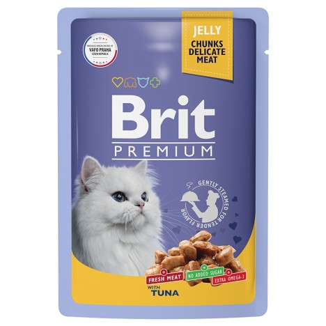 Влажный корм Brit Premium тунец в желе для кошек 85гр