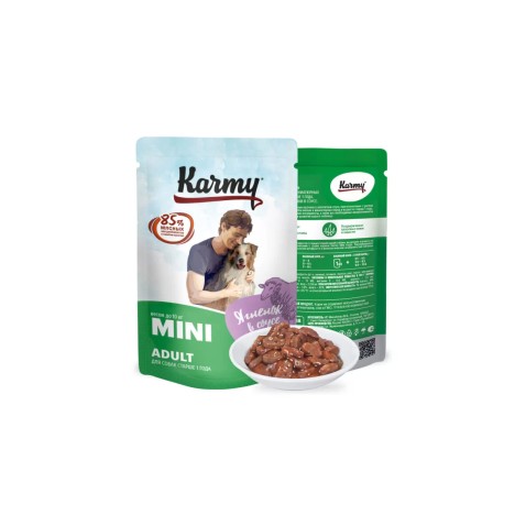 Влажный корм Karmy Adult Mini Ягненок в соусе для собак мелких пород, 80 г