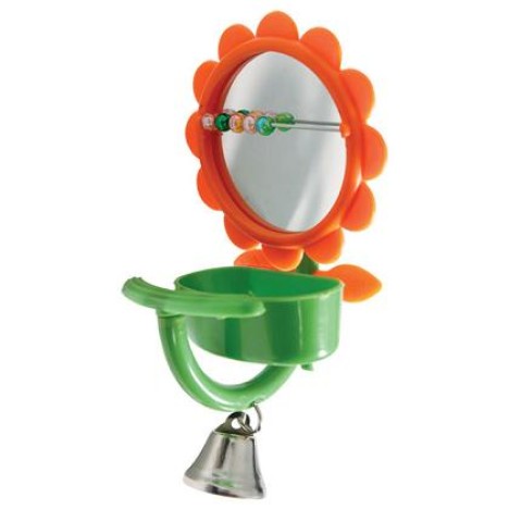 Игрушка Triol зеркало с бусинами и ванночкой для птиц 7,5*15 см