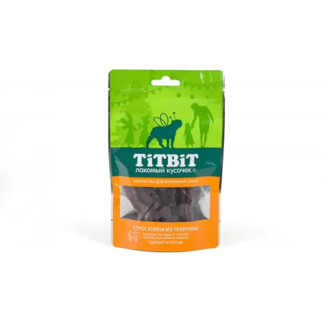 Лакомство TitBit Строганина из телятины для собак маленьких пород 50г
