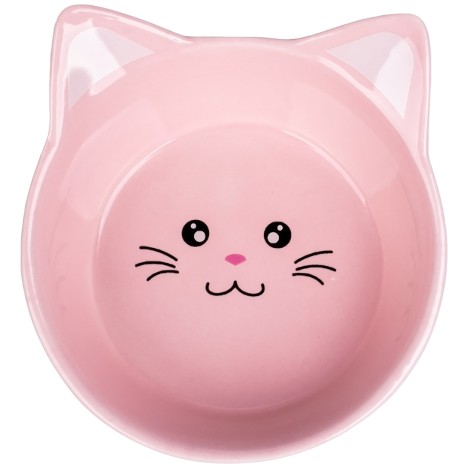 Миска Mr.Kranch "Мордочка кошки" керамическая для кошек, розовая 200 мл 