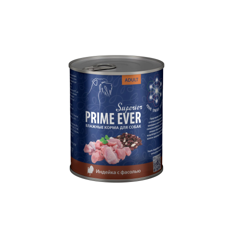 Консервы Prime Ever Superior индейка с фасолью для собак, 400 гр