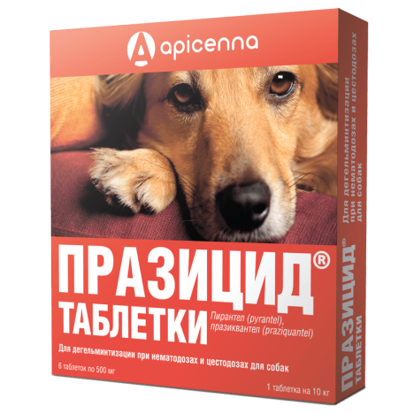 Таблетки Apicenna Празицид антигельминтик для собак 6таб.