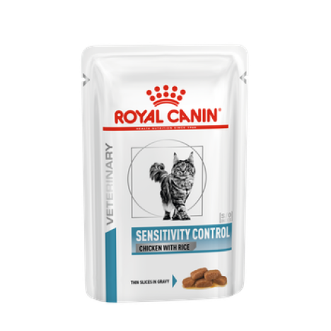 Влажный корм Royal Canin Sensitivity Control для кошек при пищевой аллергии, курица и рис в соусе 85гр