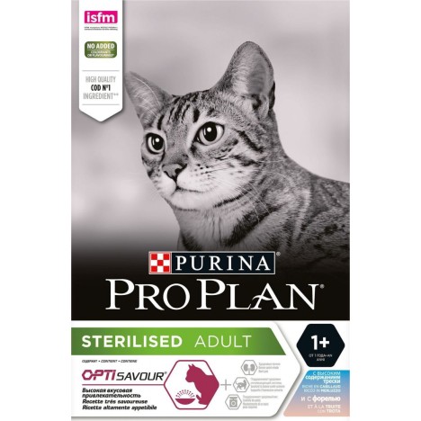 Сухой корм Pro Plan Sterilised с треской и форелью для стерилизованных кошек