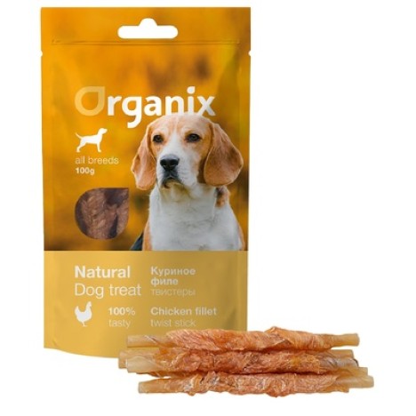 Лакомство Organix «Твистеры куриные» 100% мясо для собак 100 гр