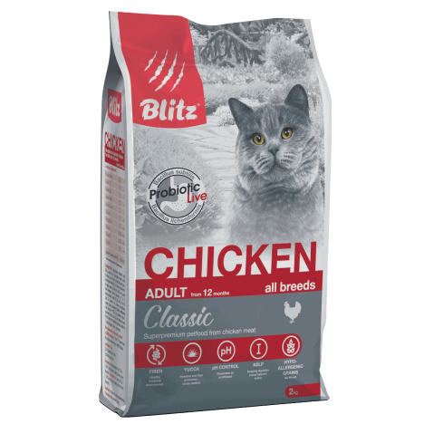 Сухой корм Blitz CLASSIC Chicken Adult All Breeds с курицей для взрослых кошек всех пород