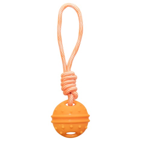Игрушка Triol "Апельсин с веревкой" из термопластичной резины для собак, d77/290мм