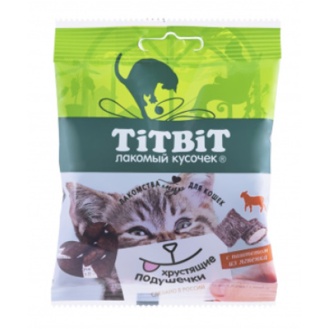 Лакомство TitBit Хрустящие подушечки с паштетом из ягненка для кошек 30 г