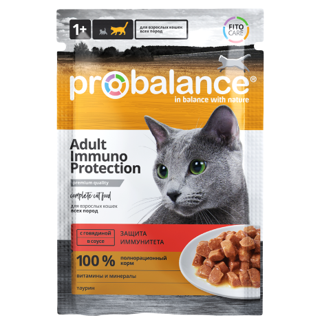 Влажный корм ProBalance Adult Immuno Protection говядина в соусе для кошек 85гр