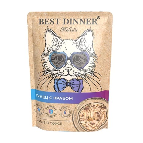 Влажный корм Best Dinner Holistic Тунец с крабом в соусе для кошек 70гр