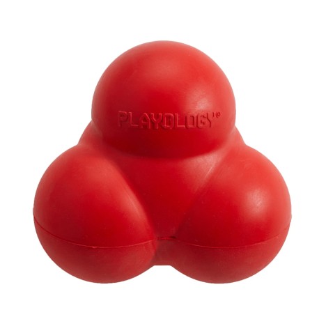 Игрушка Playology SQUEAKY BOUNCE BALL хрустящий жевательный тройной мяч с пищалкой и с ароматом говядины, красный