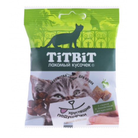 Лакомство TitBit Хрустящие подушечки с сыром и паштетом из кролика для кошек 30 г