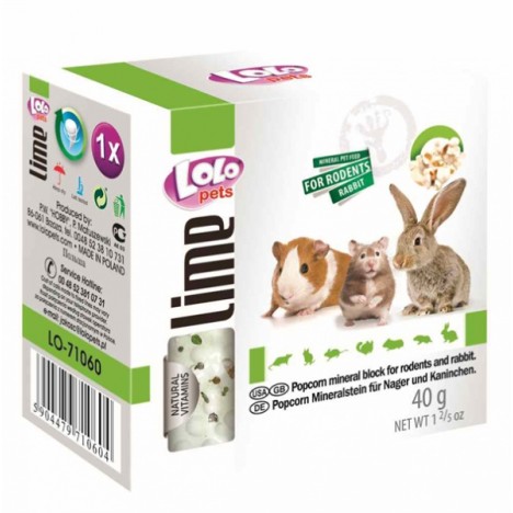 Минеральный камень LoLo Pets со вкусом попкорна для грызунов и кроликов 40г