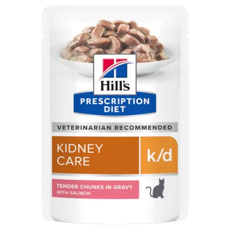 Влажный корм Hill's Prescription Diet k/d Kidney Care с лососем для кошек при профилактике заболеваний почек 85гр