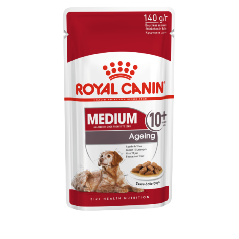 Влажный корм Royal Canin Medium Ageing 10+ для стареющих собак средних пород старше 10 лет, кусочки в соусе 140гр